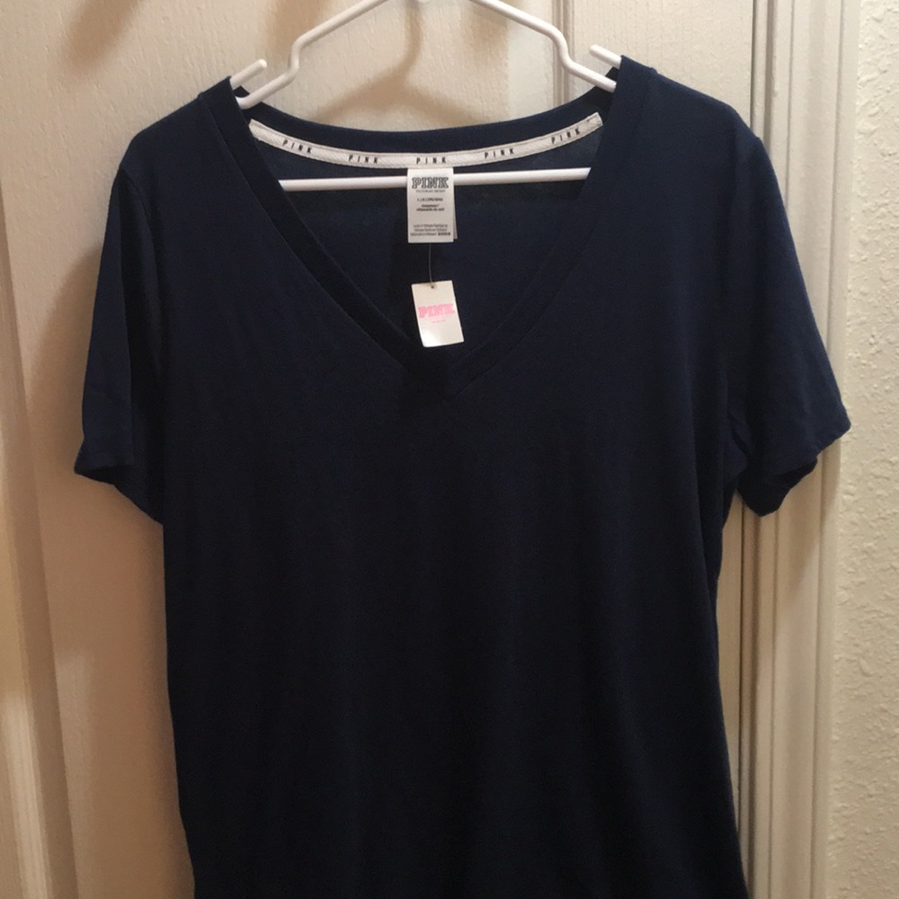 Pink V-neck shirt